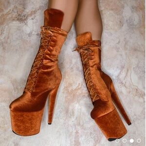 Hella Heels Babydoll Velvet 8-inch Pole Dance Boots (includes toe protectors!)